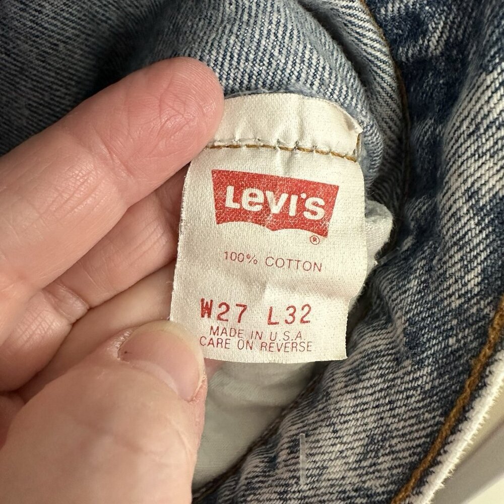 LEVIS 501 jeans acid wash blue 25W 31L US 2 4 vintage 80s 90s high rise straight - Picture 13 of 14